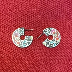 Brighton Meadow Art Wide Flower Enamel earrings